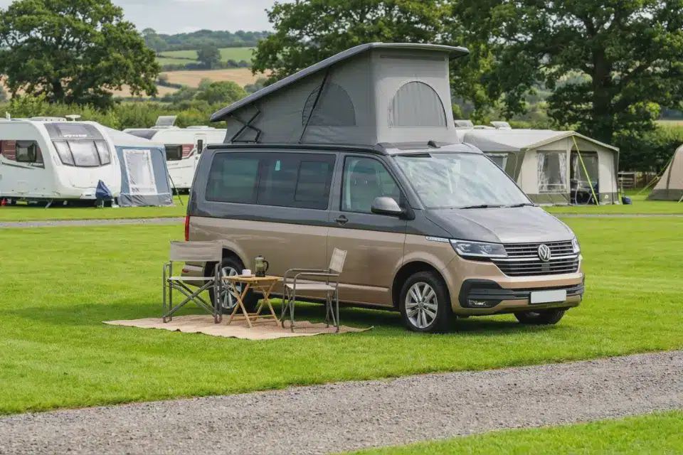 Campervan on a grass pitch