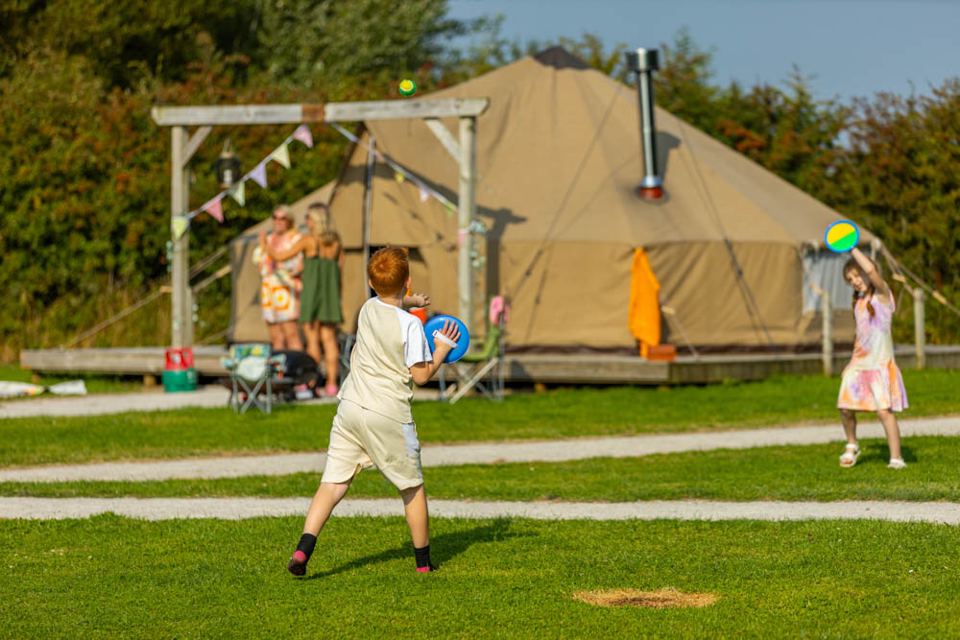 Bell tent on the lawn