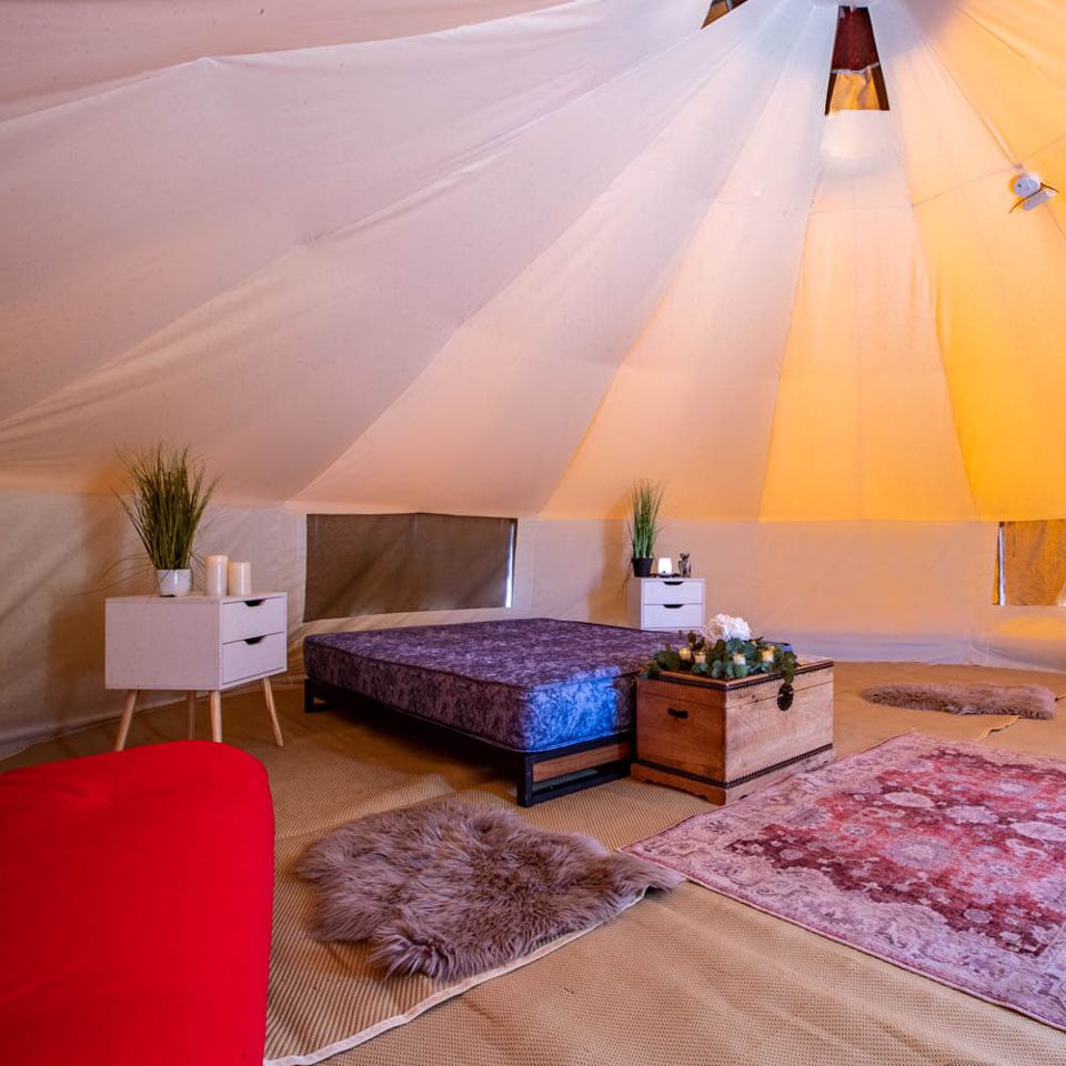 Bell tent bed and futon