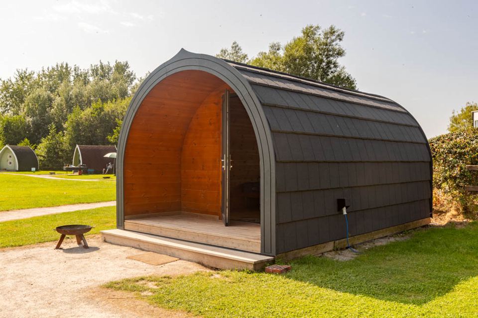Camping pod and fire pit