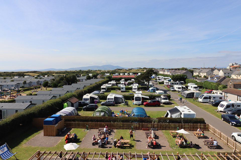 Touring pitches and seating area