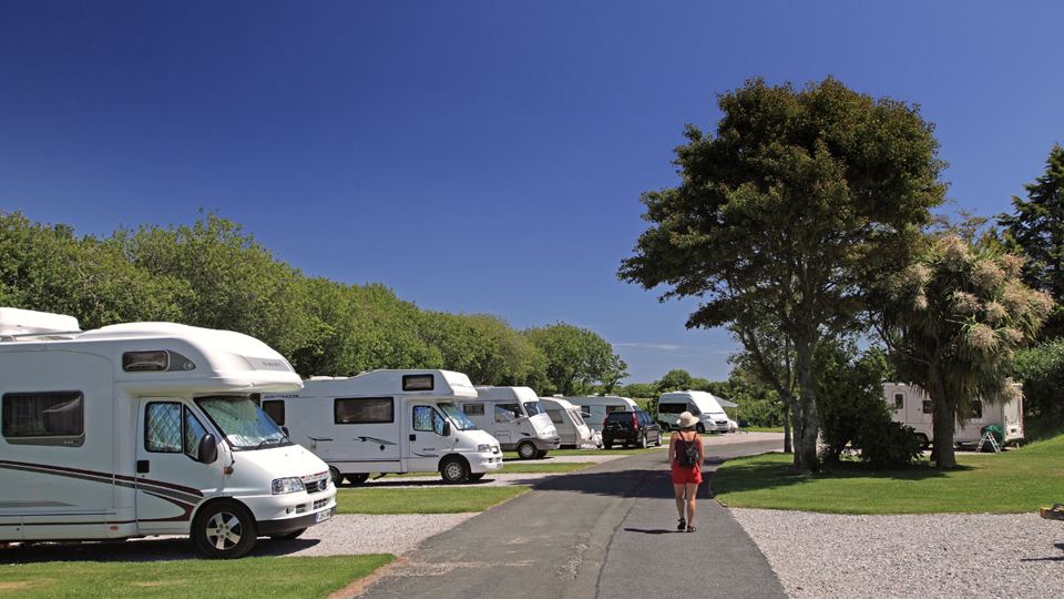 Motorhomes along the access road