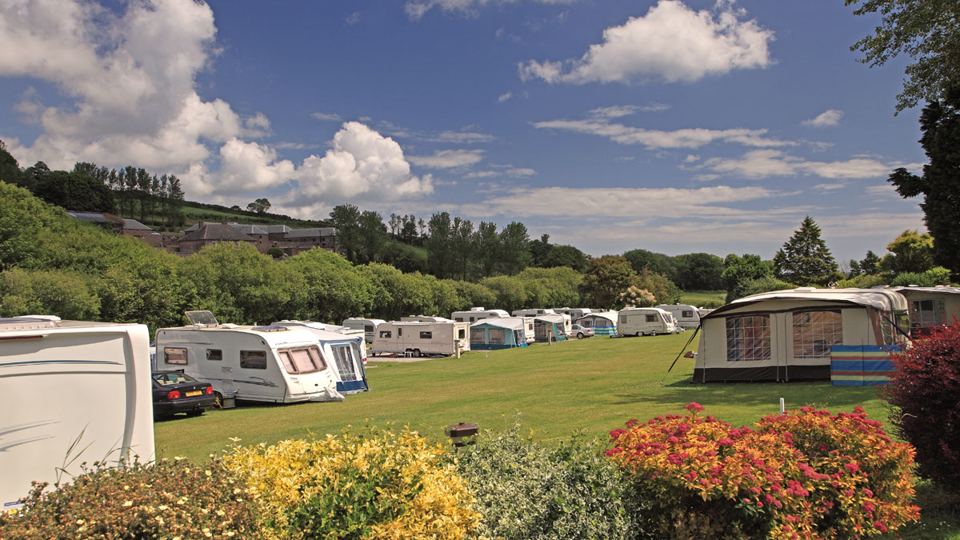 Caravans on the grass pitches