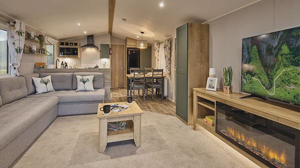 Inside the static caravan