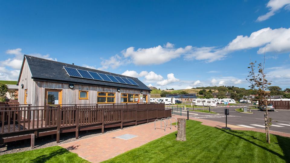 Timber amenity block with ramp