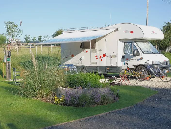 Motorhome on a landscaped pitch
