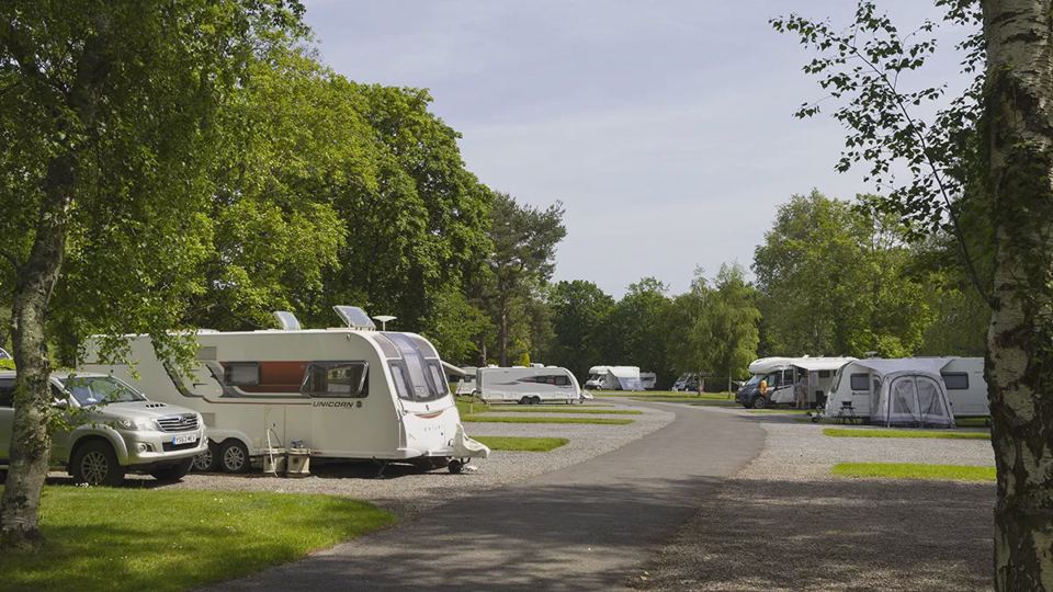 Caravans on the touring pitches