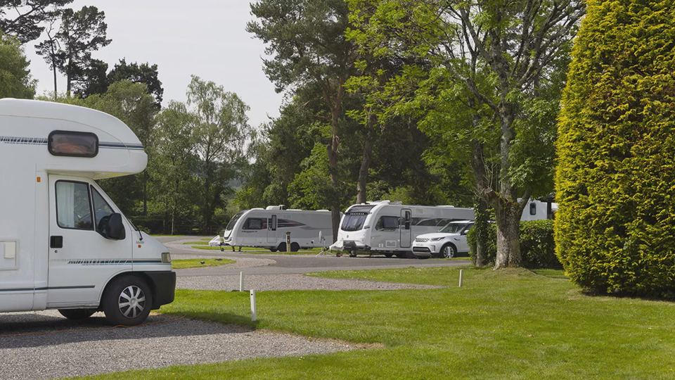 Motorhome and caravans on the pitches