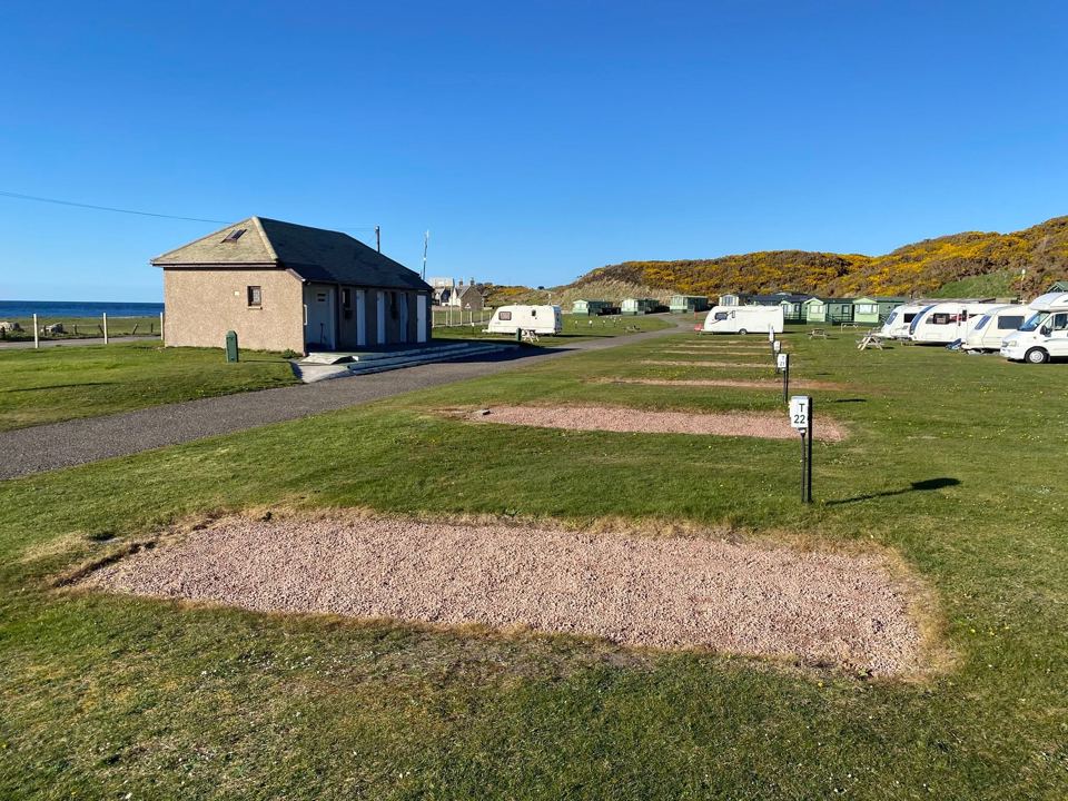 Pitches beside the toilet block