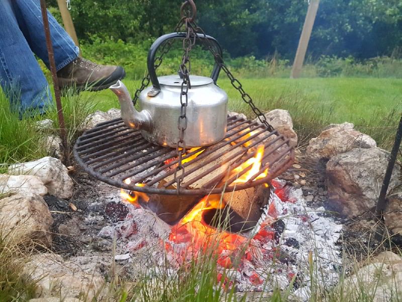 Kettle over the fire pit