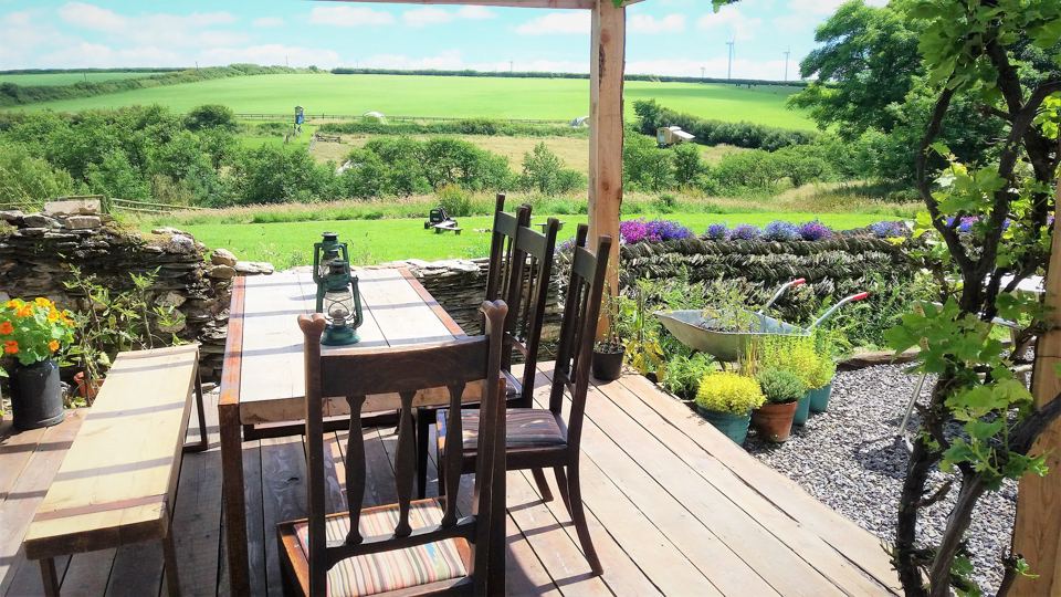 Outdoor table on the decking