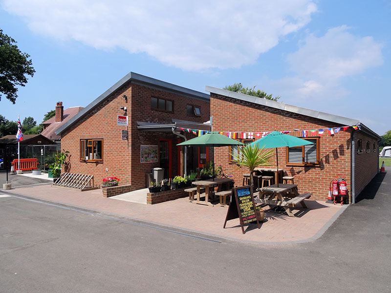 Reception and shop building