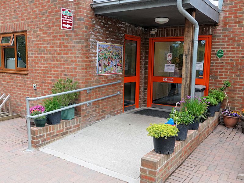 Amenity block entrance with ramp