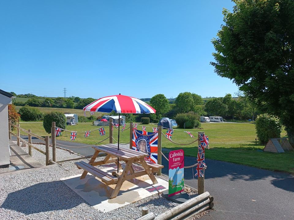 Picnic bench by the pitches