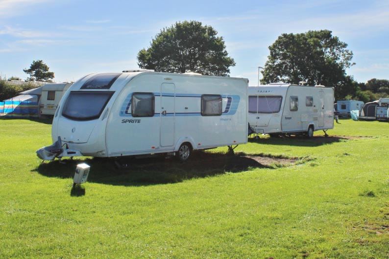 Touring caravans on grass