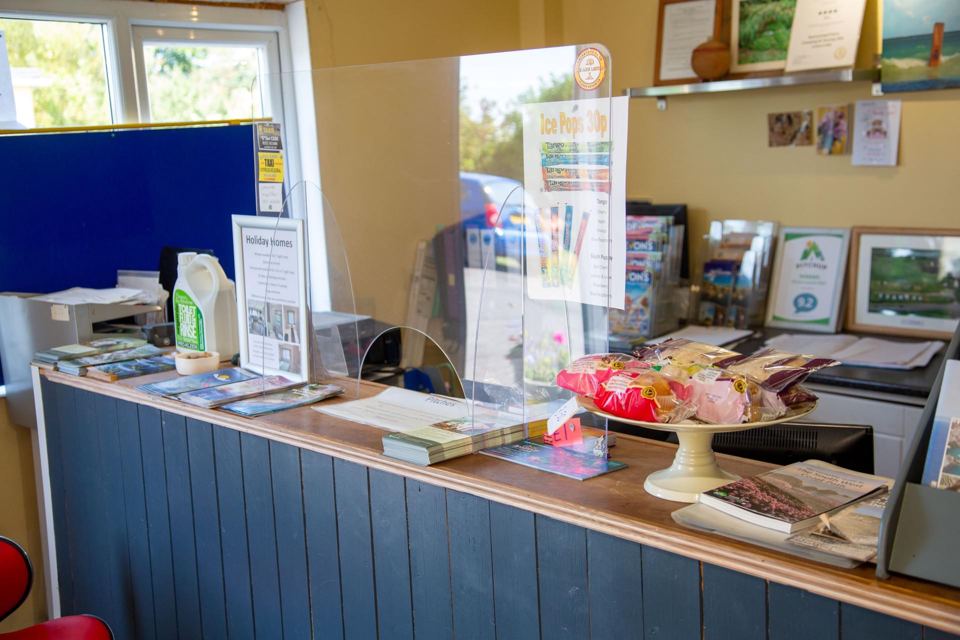 Reception desk with leaflets