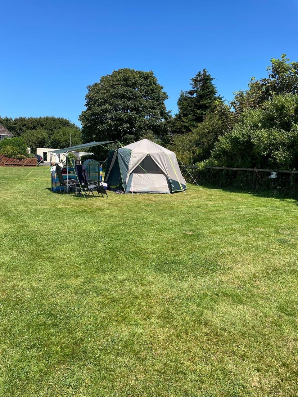 Tent pitch on lawn