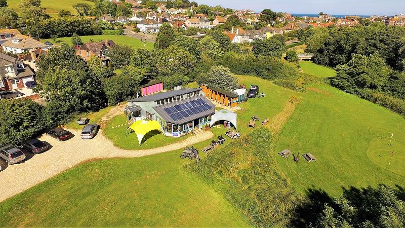 Clubhouse and grounds from above