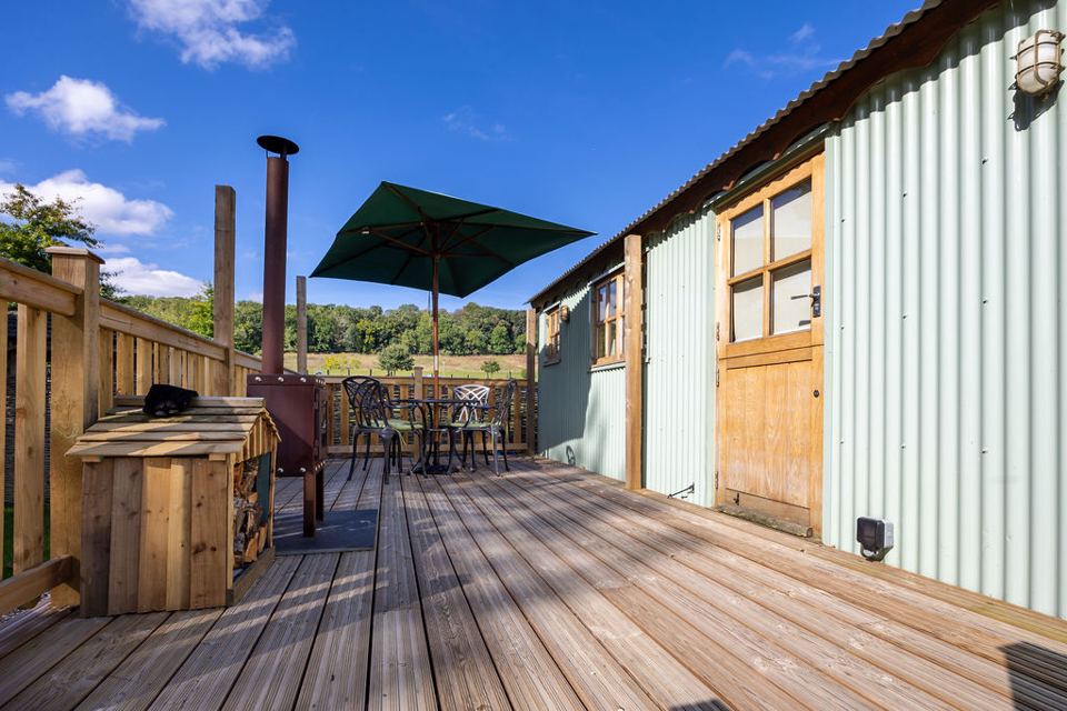 Shepherd's hut deck
