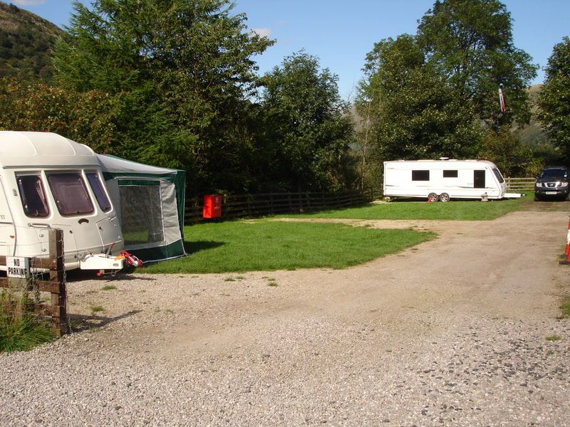 Caravan on the gravel pitch