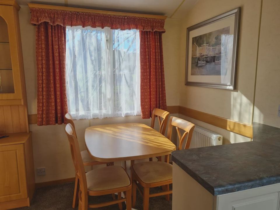 Static caravan dining area