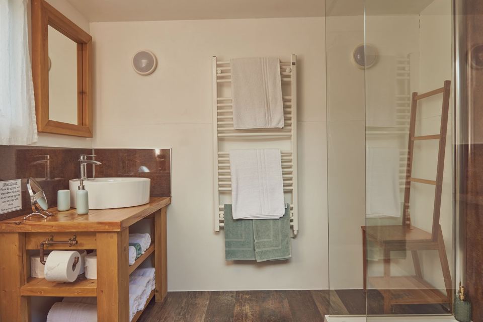 Lodge bathroom with shower
