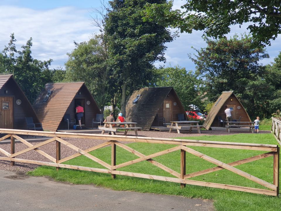 Wigwams behind a wooden fence