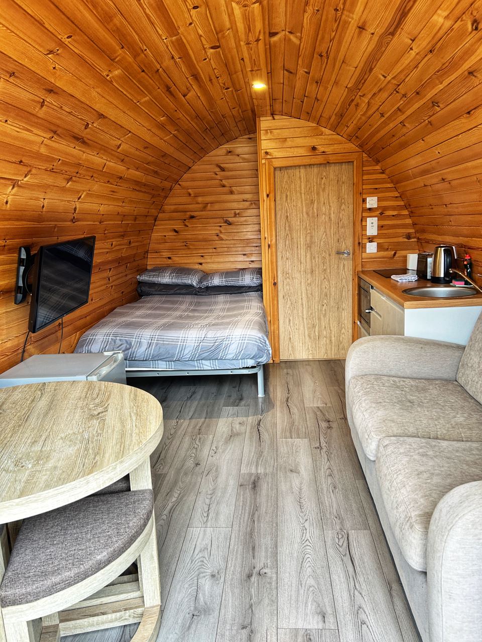 Inside a deluxe pod