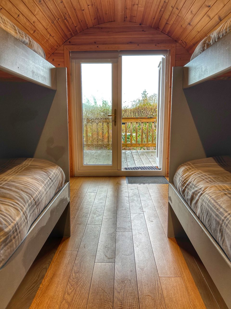 Twin beds inside a pod