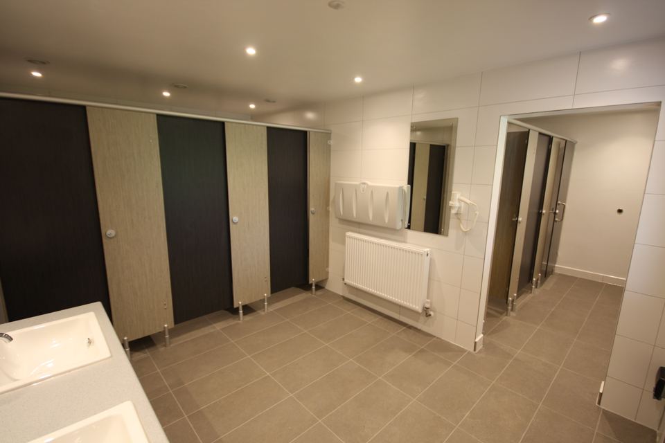 Washroom with basins and cubicles