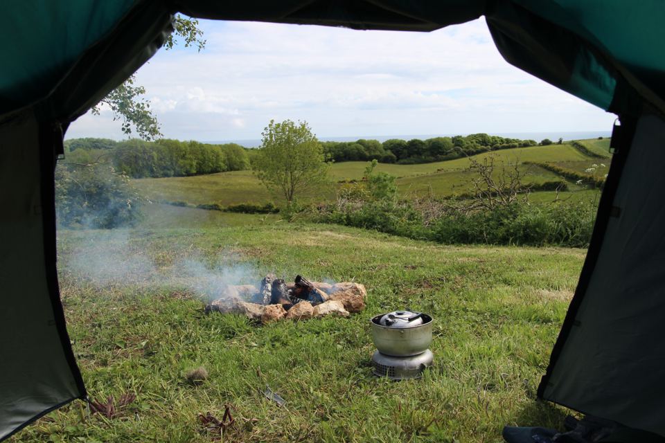 Firepit outside a tent