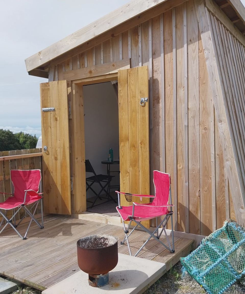 Pod with porch and firepit