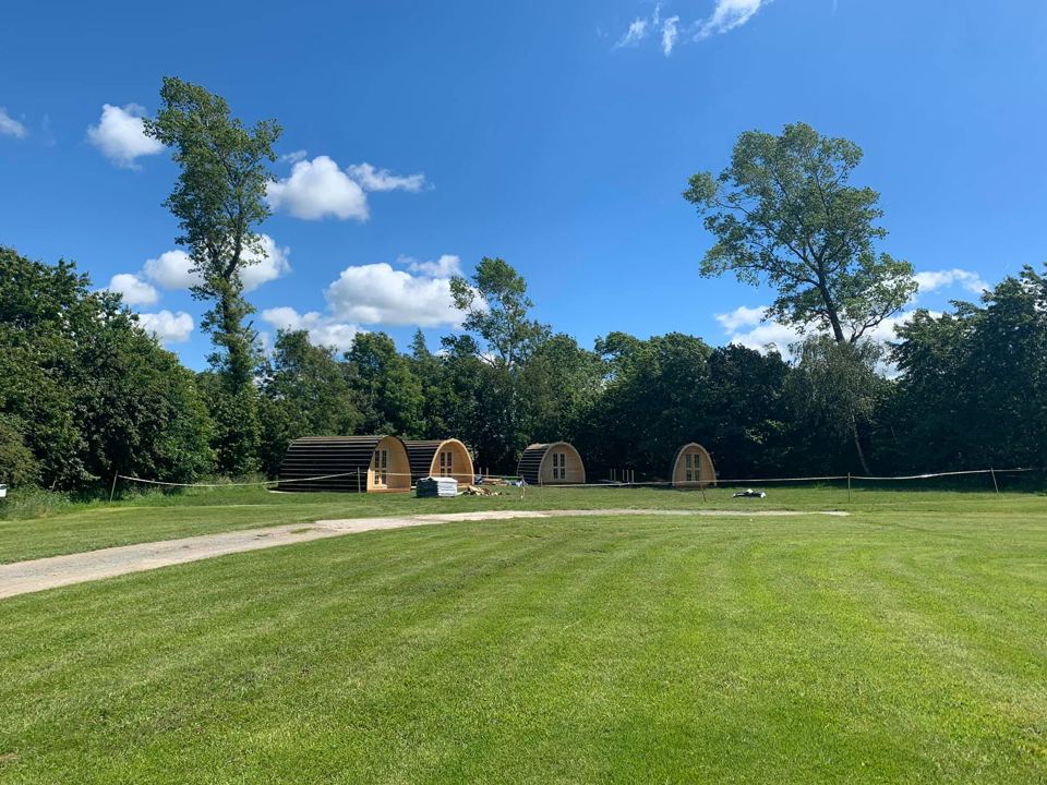 Glamping pods on the lawn