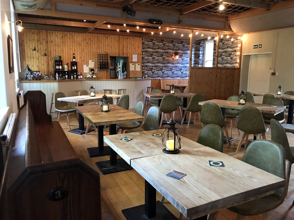 The bar and dining area