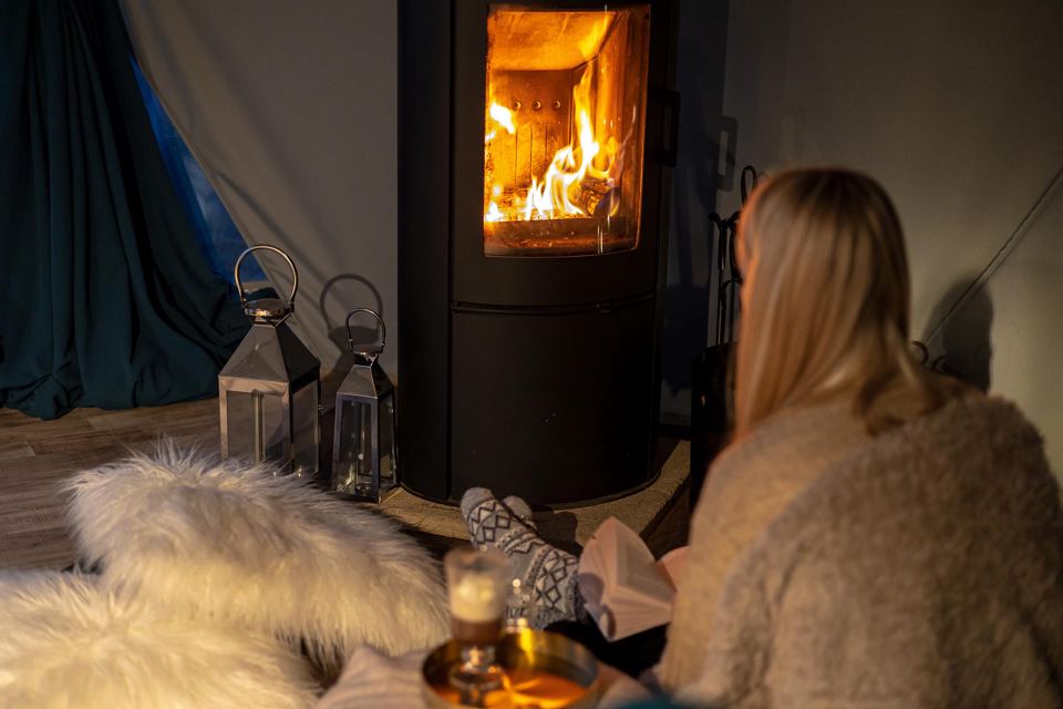 Log burner in a dome