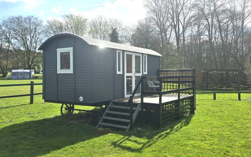 Shepherd hut on grass