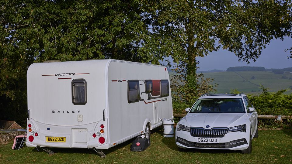 Caravan on a grass pitch