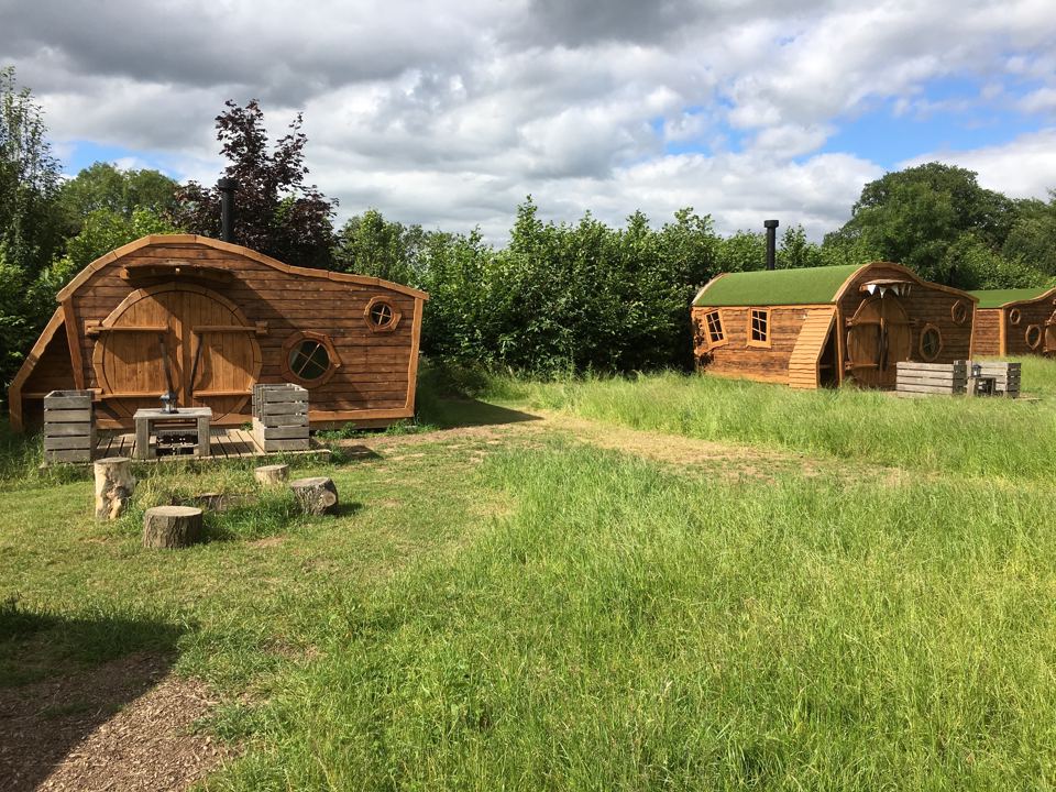 Hoglet cabins in the grass