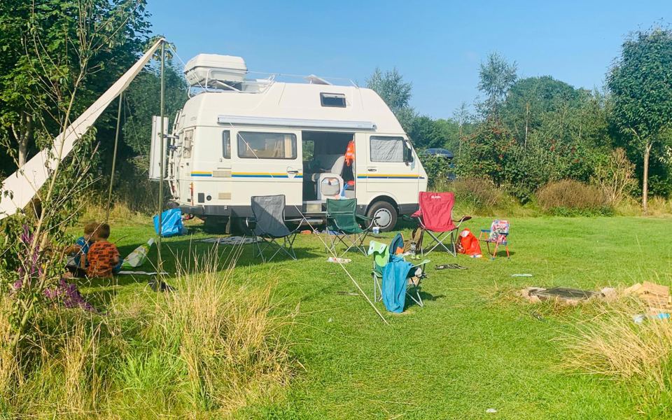 Campervan on a grass pitch