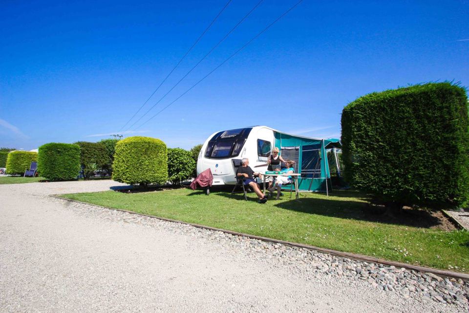 Caravan and awning on the grass