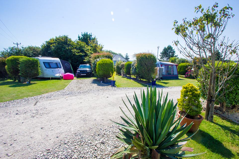Caravans along the pitches