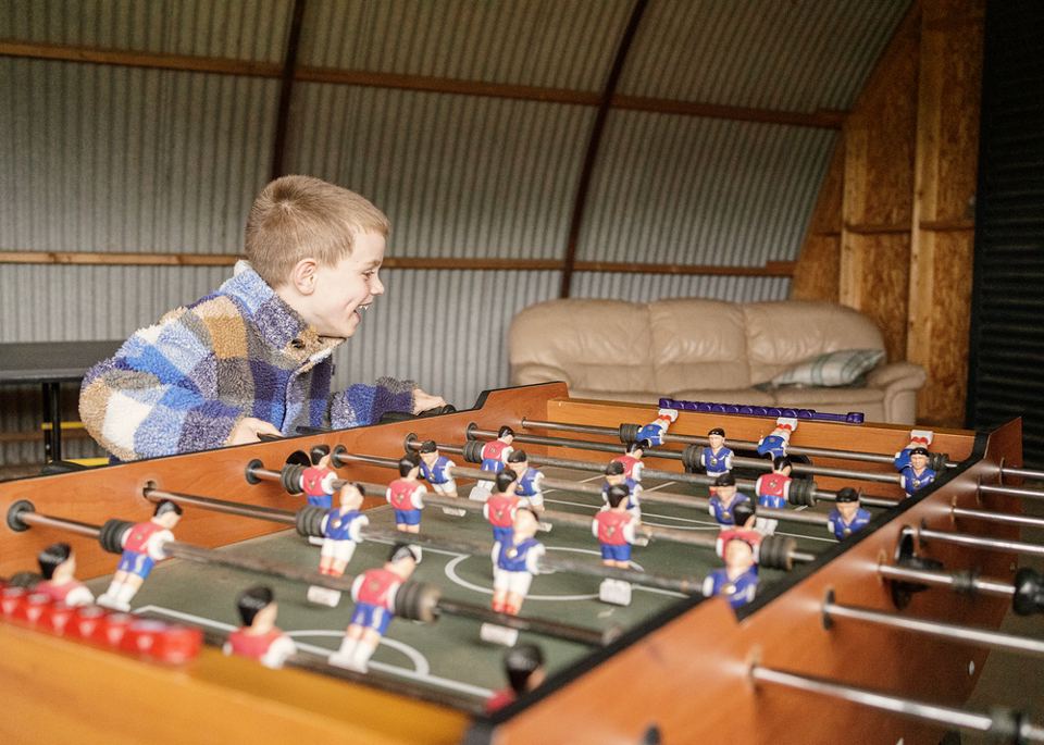 Table football in the games shed