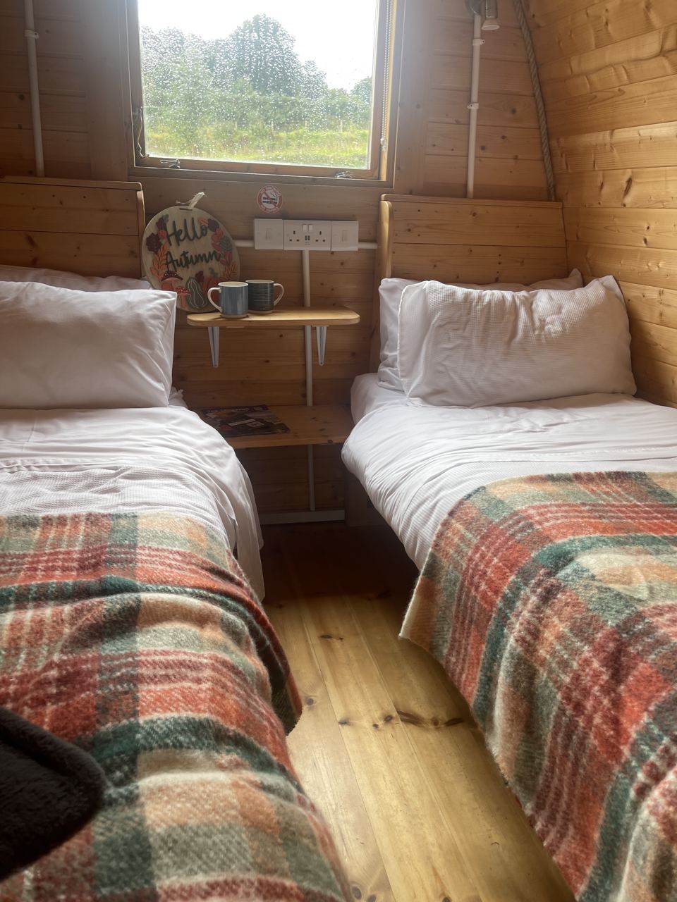 Twin beds inside a pod