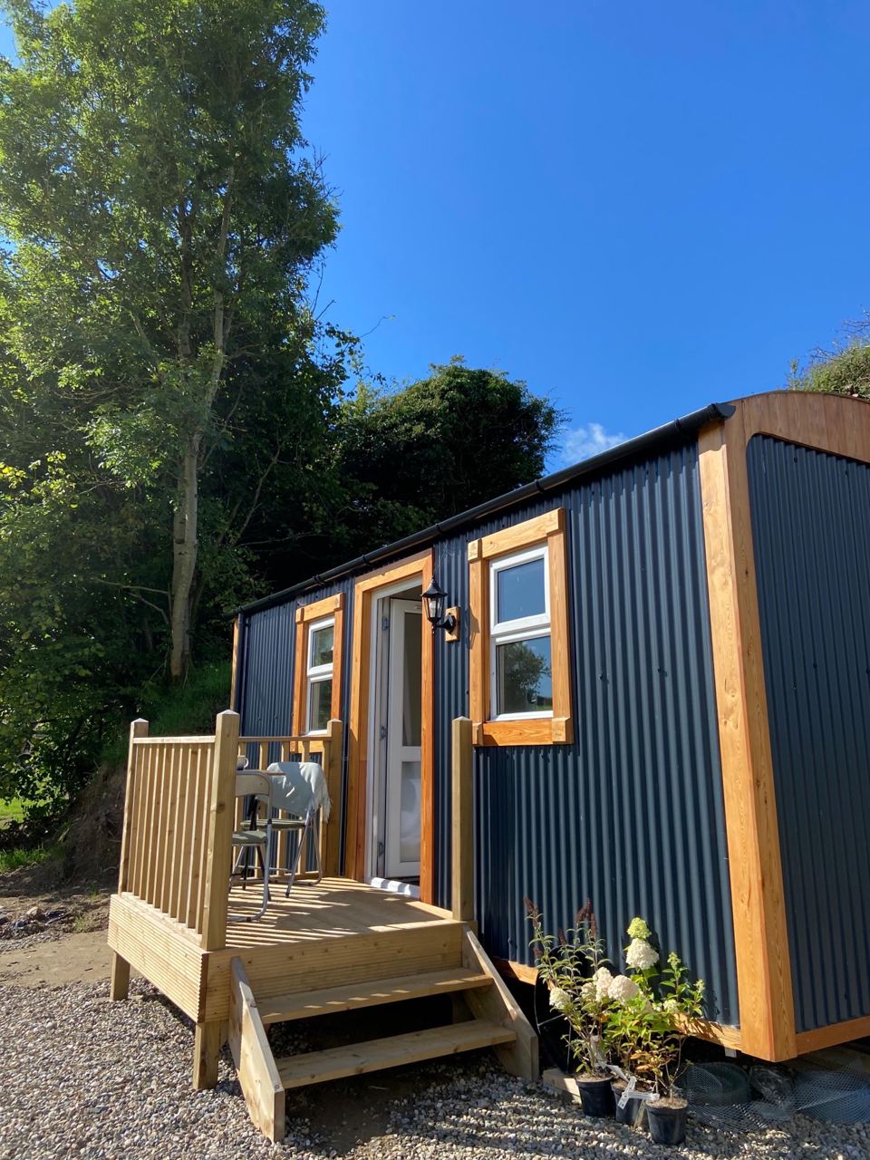 Shepherd's hut with decking