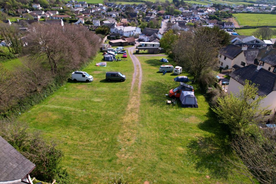 Aerial view of the tent field