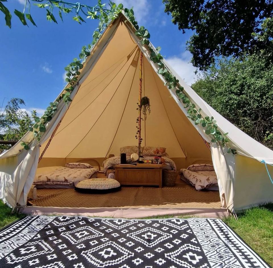 Inside the bell tent
