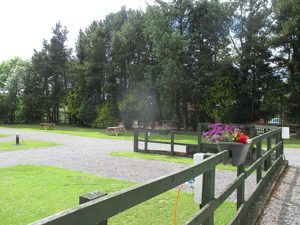Gravel pitches and picnic table