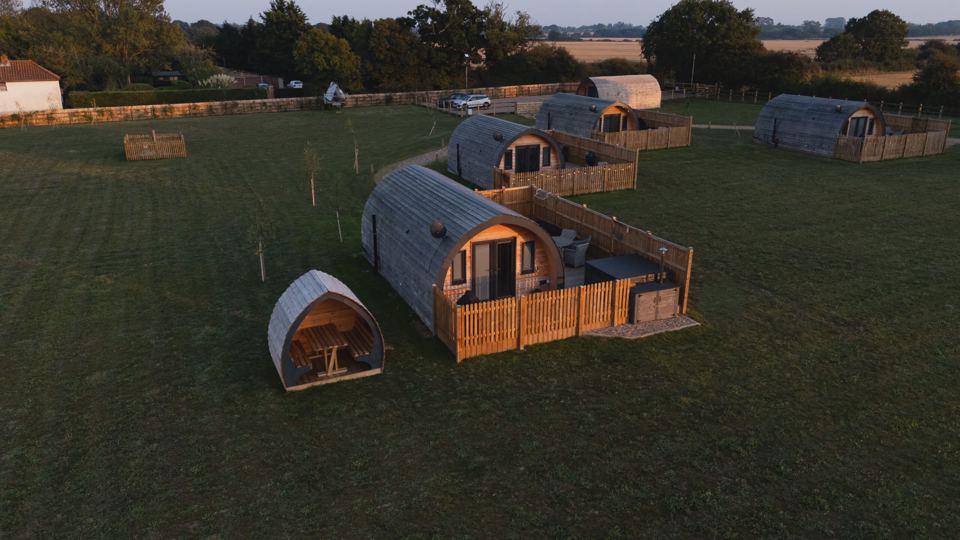 Glamping pods from above