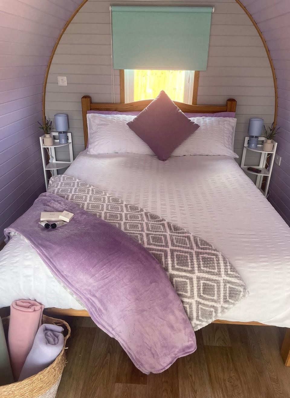 Double bed inside a pod