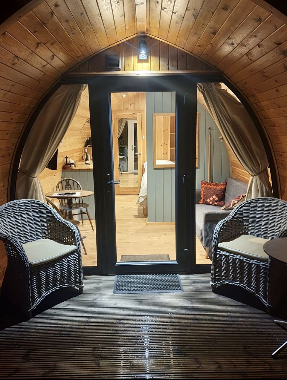 Pod interior with armchairs